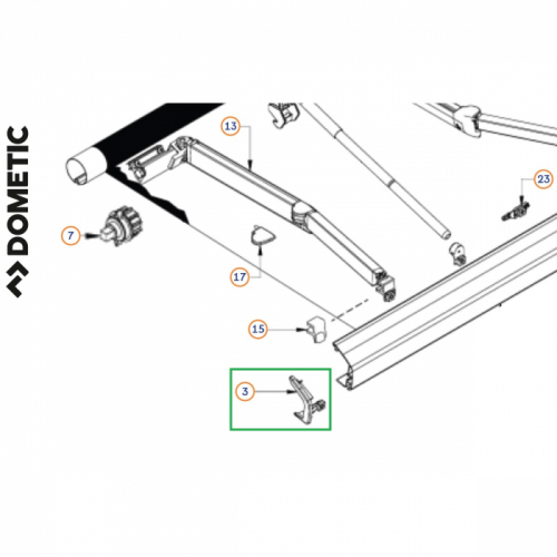Product Image for Ändstycke styrning vänster vit PR 2000
