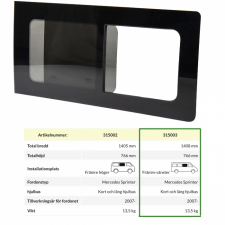 Skjutfönster vänster Mercedes Sprinter, VW Crafter 2007-