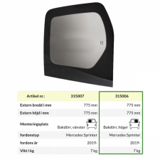 Bakruta MB Sprinter 2019-, höger