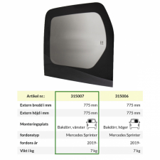 Bakruta MB Sprinter 2019-, vänster