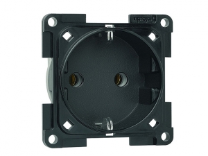 Vägguttag utan ram Schuko svart, 2-pol 10 / 16 A / 250 V