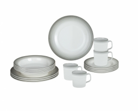 Servis 16 delar Astralys grå/vit Brunner