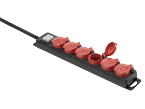 Fördelaruttag 6-dubbel Kabellängd 1,5 m Färg: svart/blå