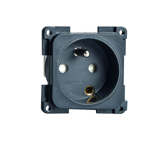 Vägguttag utan ram med mellanskydd (belg./fr) svart