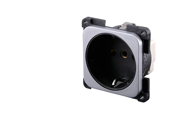 Schuko-uttag 2-polig, silver