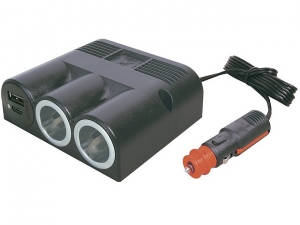 Cigguttag x 2st + 1 USB + 1 Micro USB med ciggkontakt 12-24V