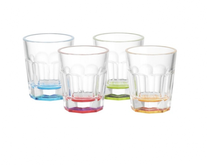 Snapsglas fyra färger 4-pack i gruppen Hushåll / Husgeråd / Glas och Tillbringare hos Camping 4U (12-2075)