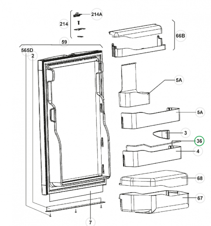 Hållare flaskor silver i gruppen Husbil & Husvagn / Kylskåp / Reservdelar Dometic / Dörr/skåp hos Camping 4U (241210413)