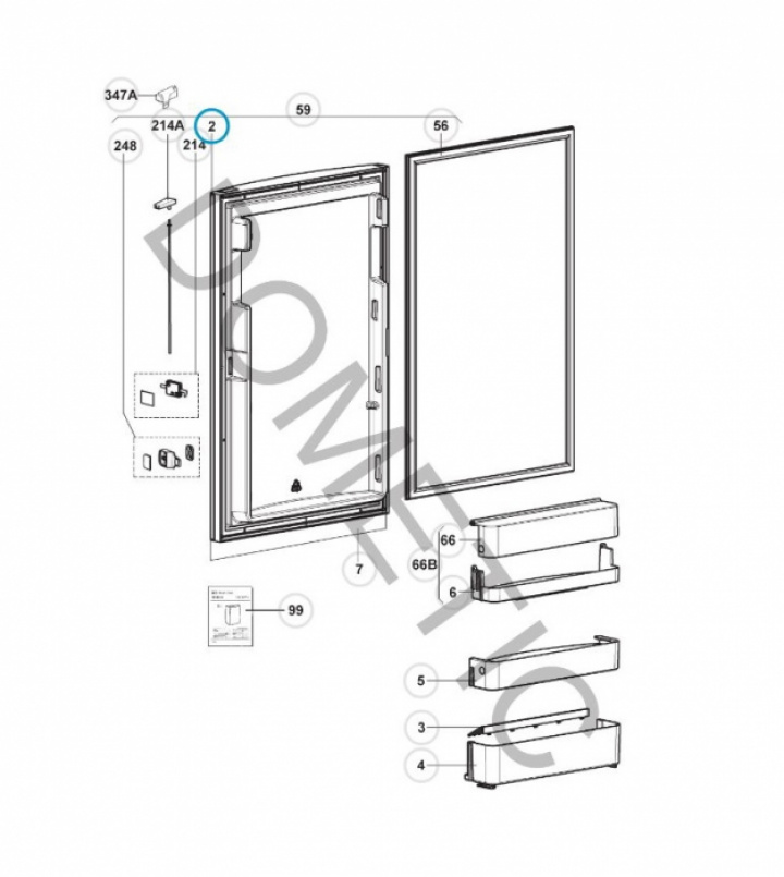 Skyddslist dörr svart/grå Dometic i gruppen Husbil & Husvagn / Kylskåp / Reservdelar Dometic / Dörr/skåp hos Camping 4U (241333802)