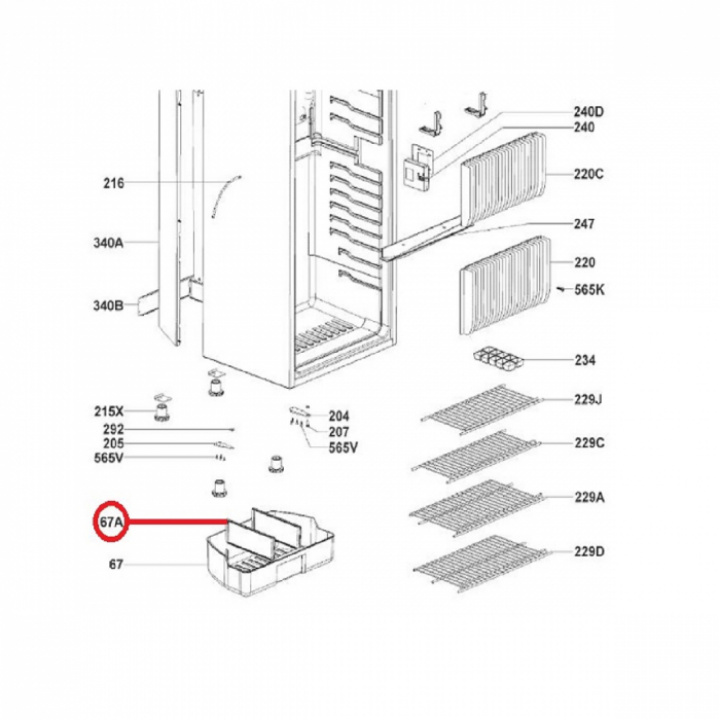 Avdelare kylskåpslåda Dometic i gruppen Husbil & Husvagn / Kylskåp / Reservdelar Dometic / Dörr/skåp hos Camping 4U (241337710)