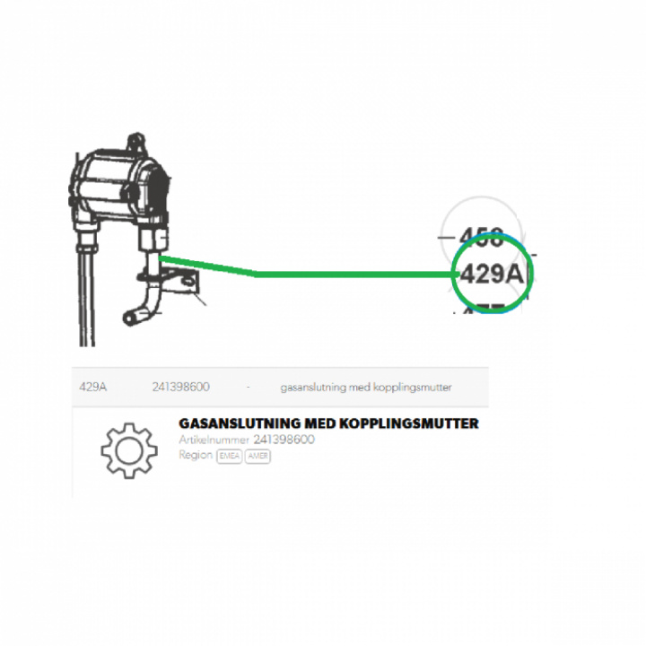 Gasanslutning med kopplingsmutter Dometic i gruppen Husbil & Husvagn / Kylskåp / Reservdelar Dometic / Gasarmatur/Brännare hos Camping 4U (241398600)