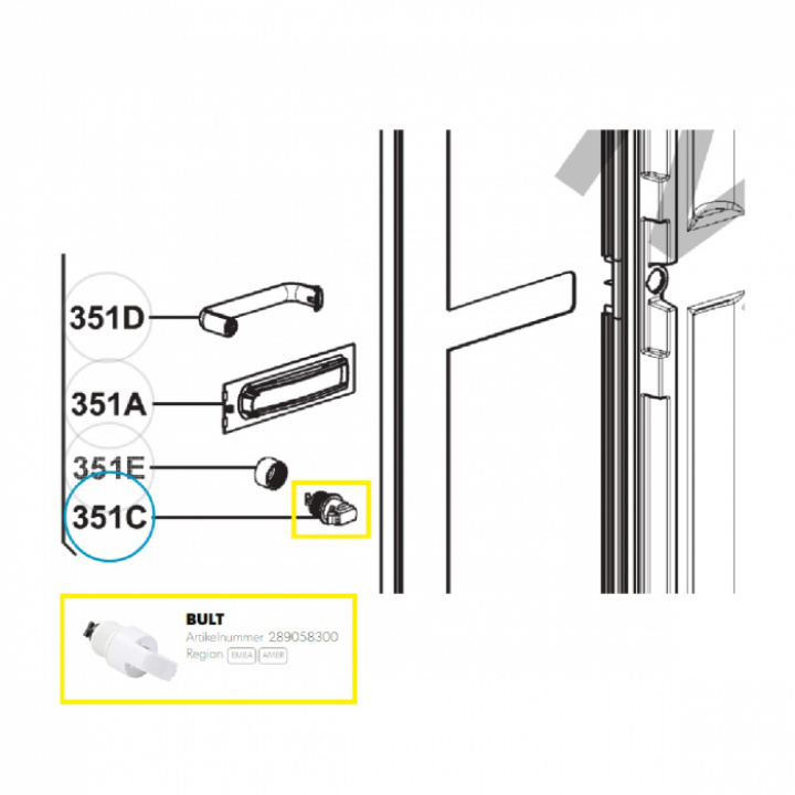 Reservdel Bult Dometic i gruppen Husbil & Husvagn / Kylskåp / Reservdelar Dometic / Dörr/skåp hos Camping 4U (289058300)