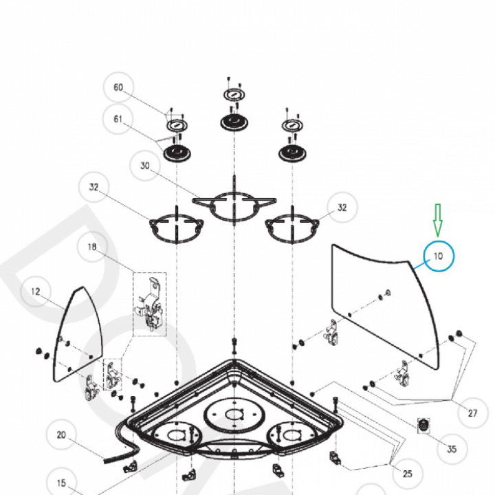 Glasskydd höger, Dometic i gruppen Hushåll / Spis & ugn / Reservdelar Spis / Ugn hos Camping 4U (407145039)
