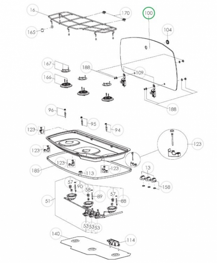 Glaslock Dometic KSK2008 i gruppen Hushåll / Spis & ugn / Reservdelar Spis / Ugn hos Camping 4U (407145045)