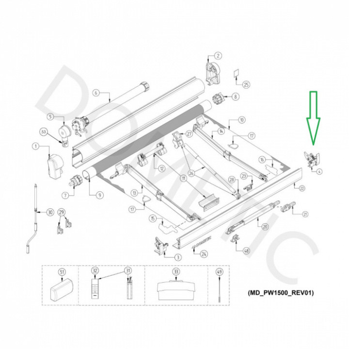 Ändstycke höger grå Dometic PW1500 mfl. i gruppen Markiser & Förtält / Markiser / Reservdelar markiser / Reservdelar Dometic / PW1500 / Prostor 500 hos Camping 4U (407157151)
