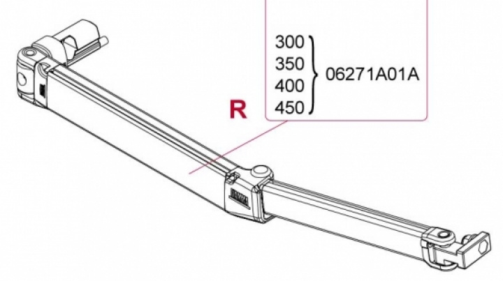 Länkarm höger F45 S 300-450 i gruppen Markiser & Förtält / Markiser / Reservdelar markiser / Reservdelar Fiamma / F45 S Vit 150-450 hos Camping 4U (9902604)