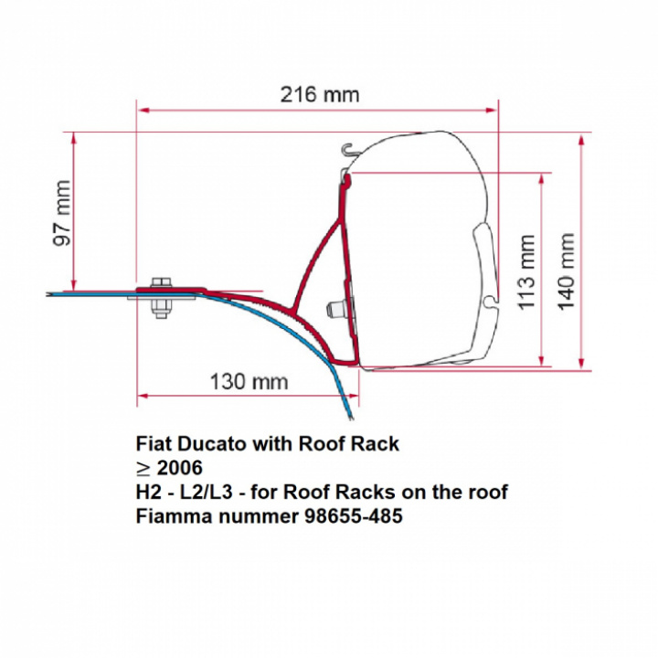 Markisadapter Fiamma F45S/F70 Fiat Ducato Roof Rack i gruppen Markiser & Förtält / Markiser / Markisadaptrar / Fiamma Adaptrar hos Camping 4U (9903585)