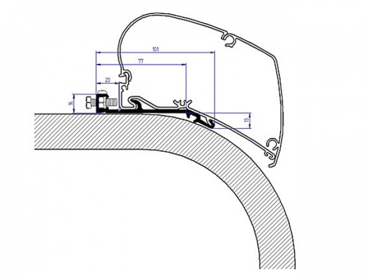 Adapterskena 350 cm till takmarkis Thule Omnistor Serie 6 / 9 flat-ad i gruppen Markiser & Förtält / Markiser / Markisadaptrar / Omnistor Adaptrar hos Camping 4U (9903792)