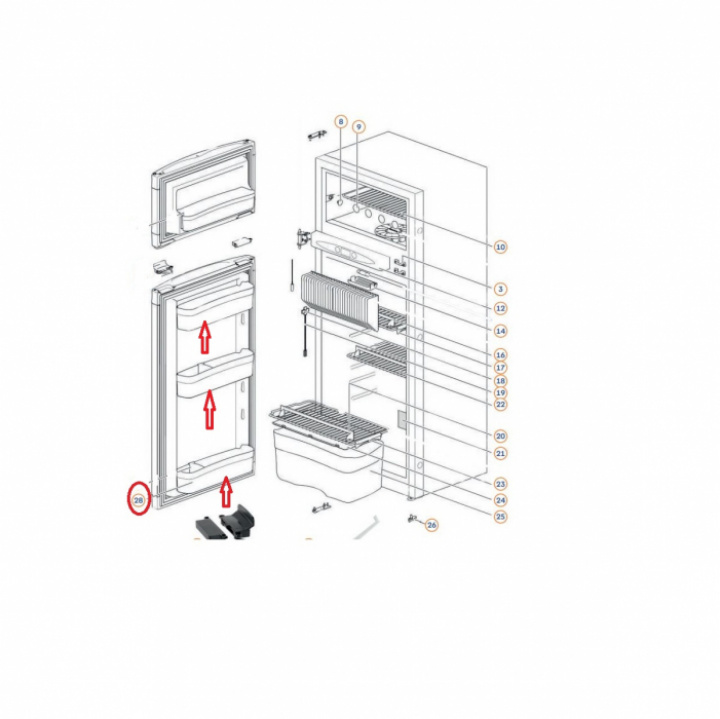 Dörrhylla kylskåpsdörr N150 Thetford i gruppen Husbil & Husvagn / Kylskåp / Reservdelar Thetford / Delar Thetford N150 hos Camping 4U (9906772)