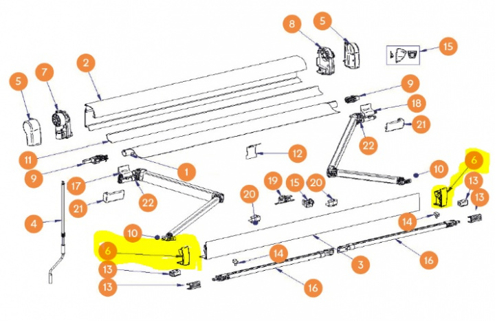 Ändskydd frontpanel vit vänster och höger för markis 4900 i gruppen Markiser & Förtält / Markiser / Reservdelar markiser / Reservdelar Thule / Omnistor / Omnistor 4900 hos Camping 4U (9909568)