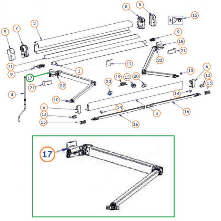 Thule Arm Spring Vänster 400-450 cm Markis 4900 i gruppen Markiser & Förtält / Markiser / Reservdelar markiser / Reservdelar Thule / Omnistor / Omnistor 4900 hos Camping 4U (9911295)