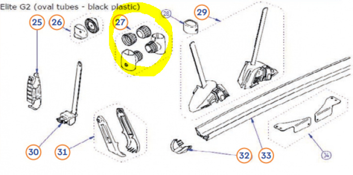 T-stycke vänster och höger för cykelhållare Elite G2 i gruppen Chassi / Cykelställ / Tillbehör Thule cykelställ hos Camping 4U (9914982)