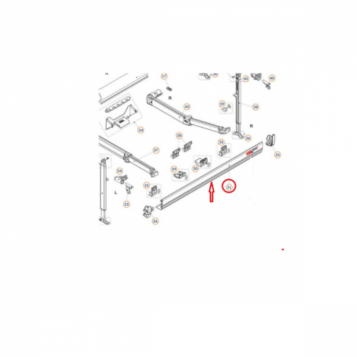 Frontprofil 450cm Polar Vit till F45S i gruppen Markiser & Förtält / Markiser / Reservdelar markiser / Reservdelar Fiamma / F45 S Vit 150-450 hos Camping 4U (9915753)