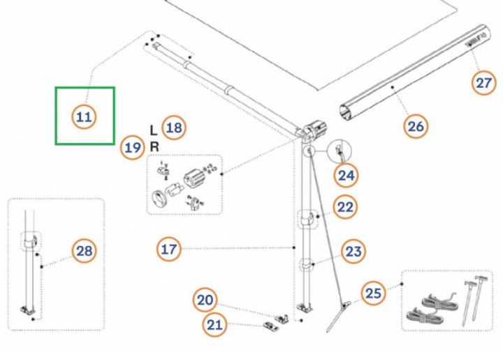 Arm F35pro, till markislängd 180cm i gruppen Markiser & Förtält / Markiser / Reservdelar markiser / Reservdelar Fiamma / F35pro 180-300cm hos Camping 4U (9916095)
