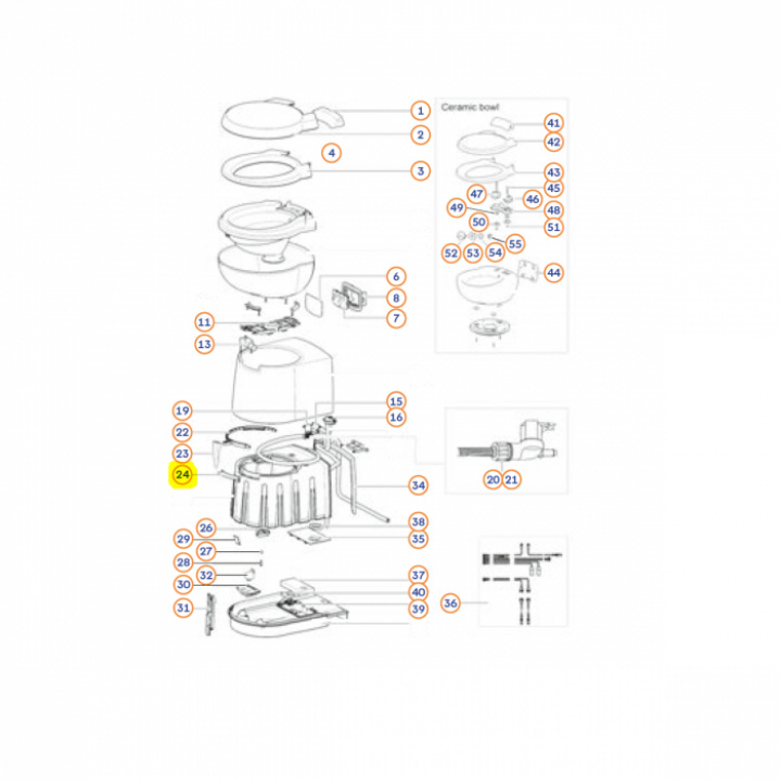 Vattenavledare för Thetford toalett SC250/260 i gruppen Husbil & Husvagn / Toalett & sanitet / Reservdelar toalett hos Camping 4U (9918286)