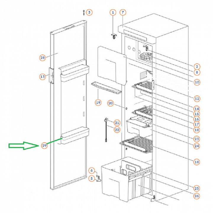 Hylla dörr vit N3142 Thetford i gruppen Husbil & Husvagn / Kylskåp / Reservdelar Thetford / Delar Thetford N3142/N4142 hos Camping 4U (9918953)