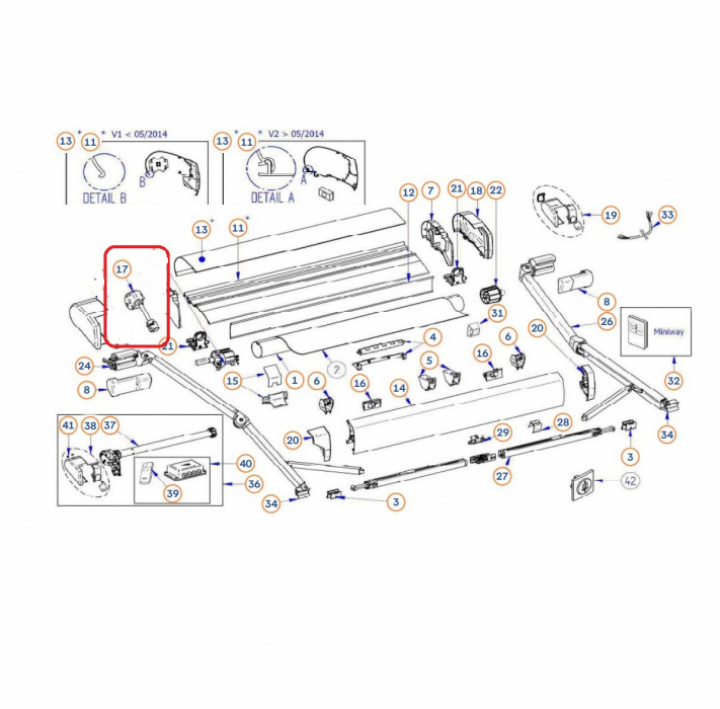 Växelhus med vevkoppling 9200 i gruppen Markiser & Förtält / Markiser / Reservdelar markiser / Reservdelar Thule / Omnistor / Omnistor 9200 hos Camping 4U (9921829)