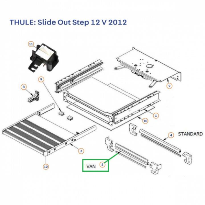 Skydd framdel på trappa Thule Slide Out 700 12V i gruppen Chassi / Trappsteg (fotsteg) hos Camping 4U (9922433)
