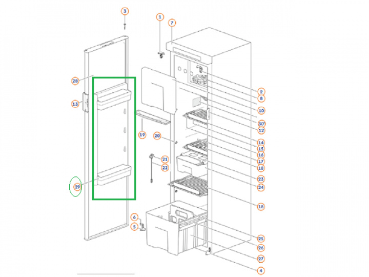 Hylla dörr Blå N3141 Thetford i gruppen Husbil & Husvagn / Kylskåp / Reservdelar Thetford / Delar Thetford N3142/N4142 hos Camping 4U (9922488)