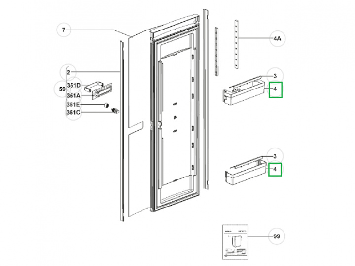 Hylla dörr kylskåp Dometic RML933X i gruppen Husbil & Husvagn / Kylskåp / Reservdelar Dometic / Dörr/skåp hos Camping 4U (9923169)