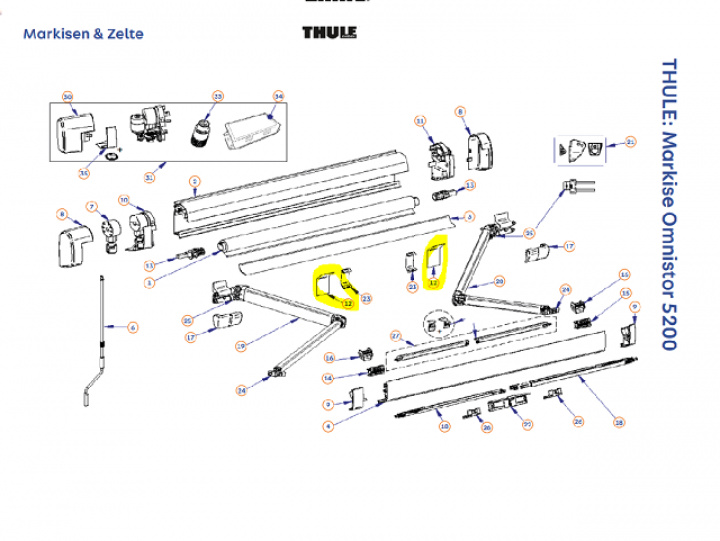 Fjäderstöd till Thule Omnistor 5200 i gruppen Markiser & Förtält / Markiser / Reservdelar markiser / Reservdelar Thule / Omnistor / Omnistor 5200 hos Camping 4U (9923314)