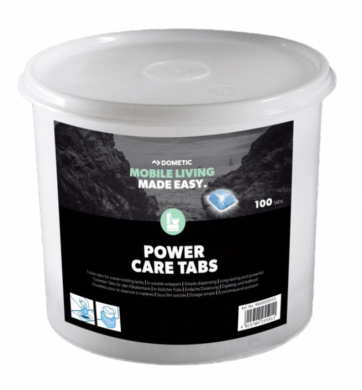 Dometic Power Care Tabs 100st tabletter (burk) i gruppen Husbil & Husvagn / Toalett & sanitet / Toakem hos Camping 4U (9924799)