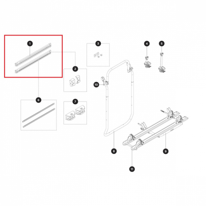 Monteringsskenor till Elite Van XT ovan och nedan i gruppen Chassi / Cykelställ / Tillbehör Thule cykelställ hos Camping 4U (9924906)