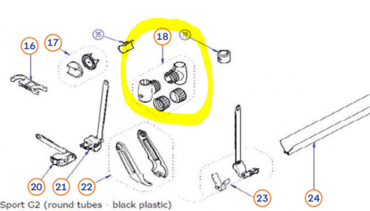T-stycke för Sport G2 (2 stycken) i gruppen Chassi / Cykelställ / Tillbehör Thule cykelställ hos Camping 4U (9927649)