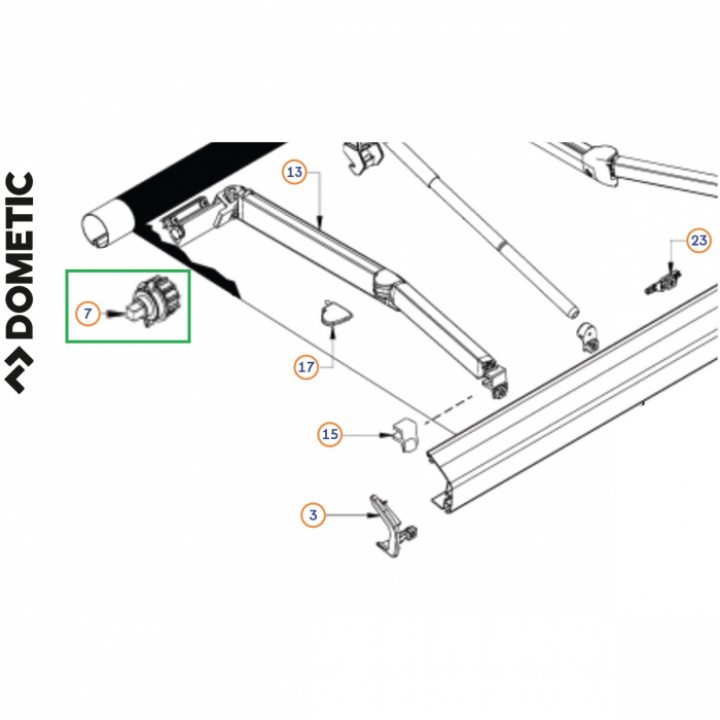Axel vänster ø48mm PR 2000 i gruppen Markiser & Förtält / Markiser / Reservdelar markiser / Reservdelar Dometic hos Camping 4U (9929029)
