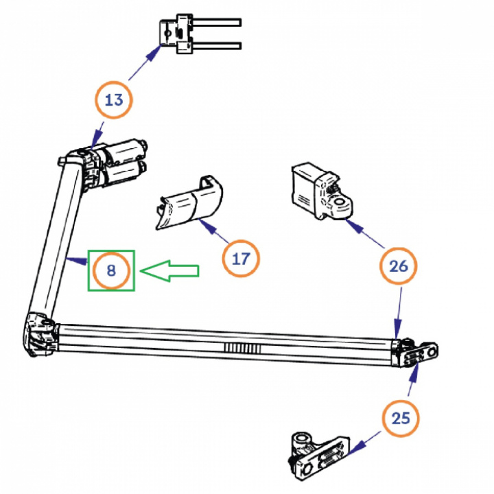 Arm höger Omnistor 6300 L300/500cm i gruppen Markiser & Förtält / Markiser / Reservdelar markiser / Reservdelar Thule / Omnistor / Omnistore 6300 hos Camping 4U (9942788)