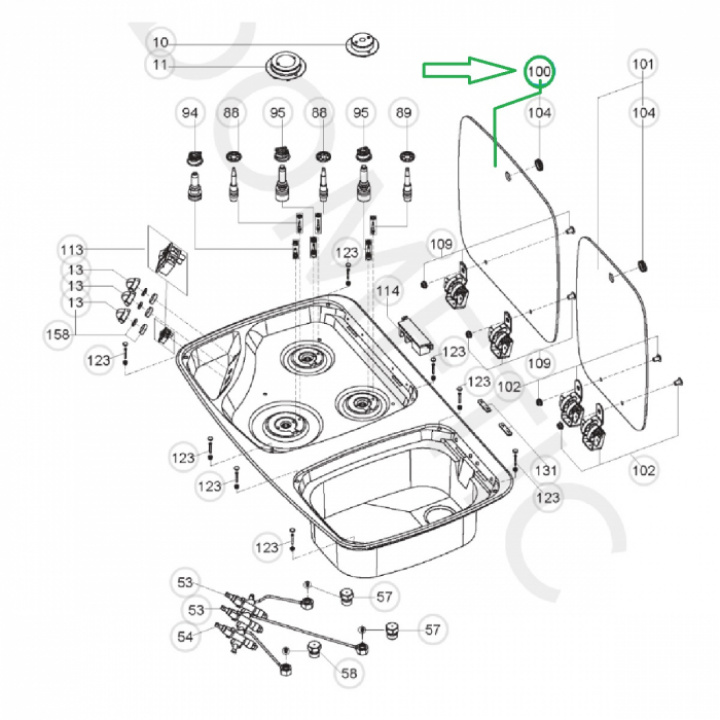 Glaslock MOO 7123 m.fl Dometic i gruppen Hushåll / Spis & ugn / Reservdelar Spis / Ugn hos Camping 4U (9946391)