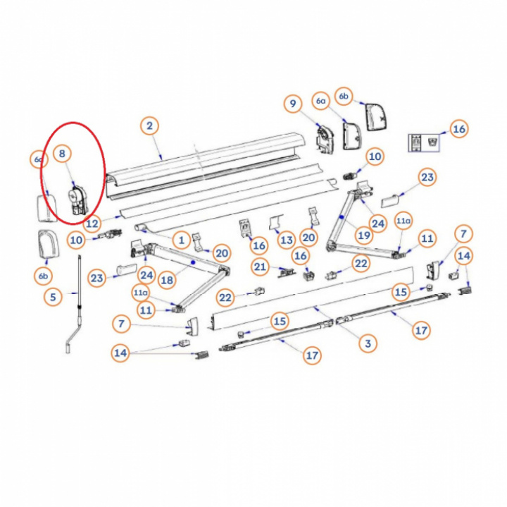 Ändkåpa vit inkl. vevmekanism vänster Omnistor 4200 i gruppen Markiser & Förtält / Markiser / Reservdelar markiser / Reservdelar Thule / Omnistor / Omnistor 4200 hos Camping 4U (9947129)