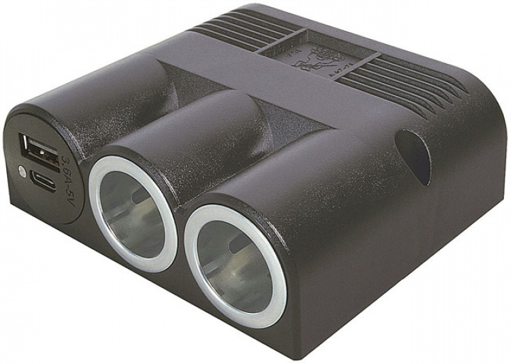 Cigguttag ø21mm 2xcigghona, USB-C/A, 12-24 V i gruppen / hos Camping 4U (9960261)