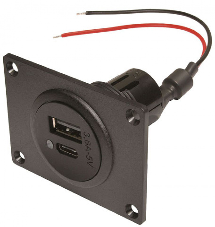 Dubbeluttag EV PRO CAR Power USB-C/A med monteringsplatta 12-24 V i gruppen Elektronik / 12-24V Teknik hos Camping 4U (9960263)