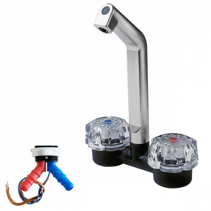 Blandare två vred DE LUXE matt i gruppen Husbil & Husvagn / Vatten & VVS / Blandare och kranar / Hålmått 18-27 mm hos Camping 4U (9970390)