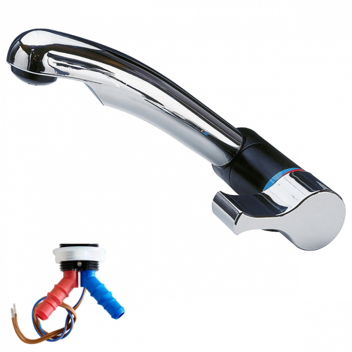 Blandare ø27mm Reich Mono Mix Style 2002 krom/svart i gruppen Husbil & Husvagn / Vatten & VVS / Blandare och kranar / Hålmått 18-27 mm hos Camping 4U (9970450)