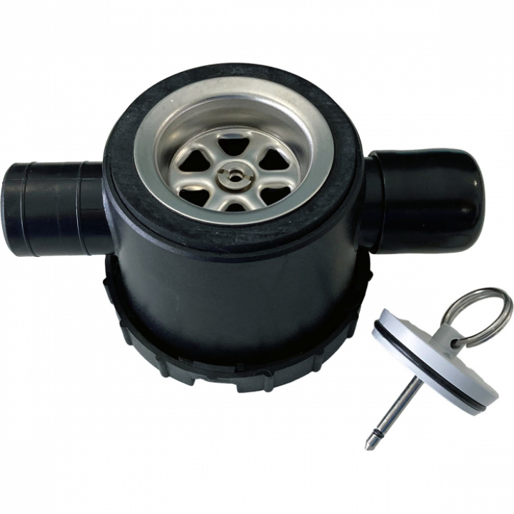 Avloppsbeslag två ansl. ø25mm, diskpropp ø39mm i gruppen Husbil & Husvagn / Vatten & VVS / VVS / Vattenlås hos Camping 4U (9972330)