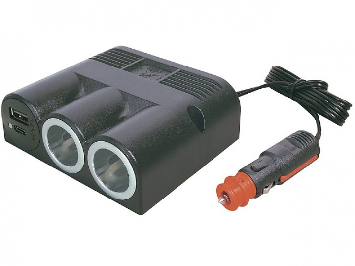 12V-uttag med USB/Micro USB