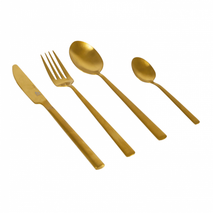 Bestickset Fairbanks 16 delar guld BoCamp i gruppen Hushåll / Husgeråd / Bestick / Köksredskap hos Camping 4U (9984756)