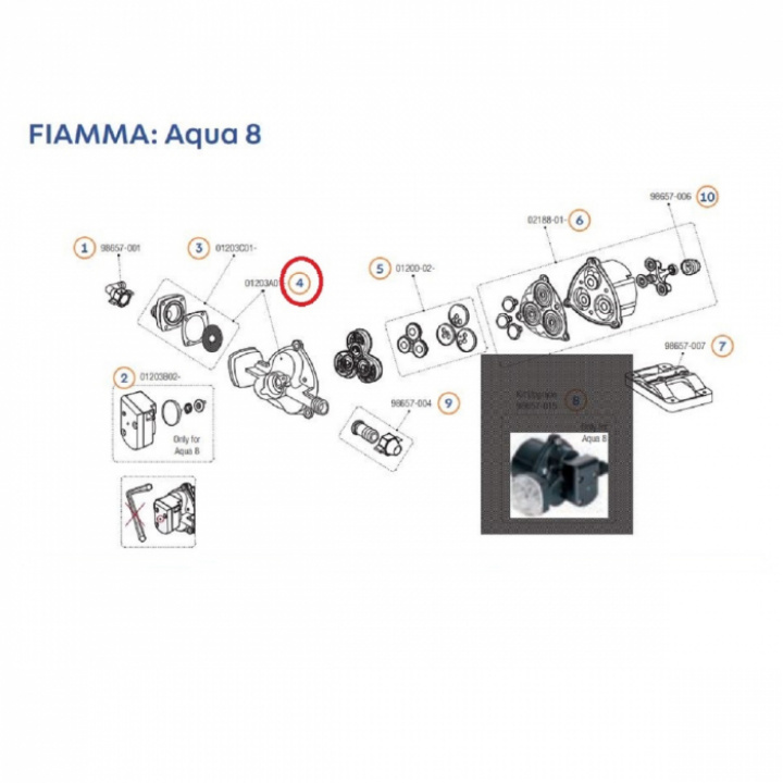 Främre lock + filter för Aqua 8 Fiamma i gruppen Husbil & Husvagn / Vatten & VVS / Vattenpumpar / Tryckvattenpumpar hos Camping 4U (9994984)